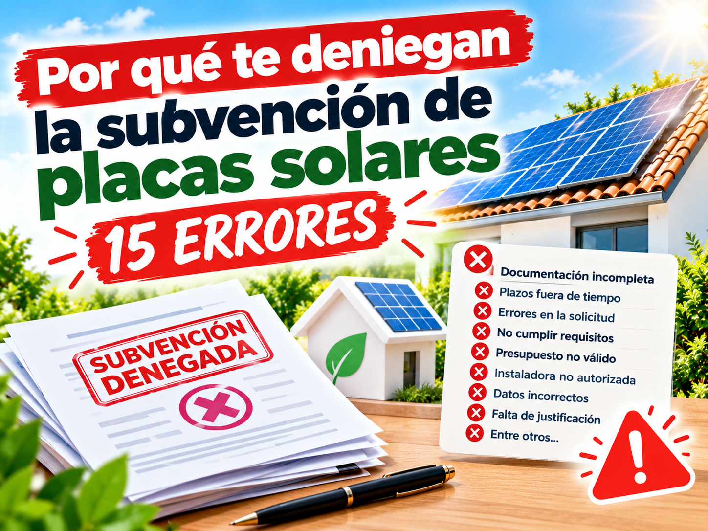 Por qué te deniegan la subvención de placas solares: 15 errores