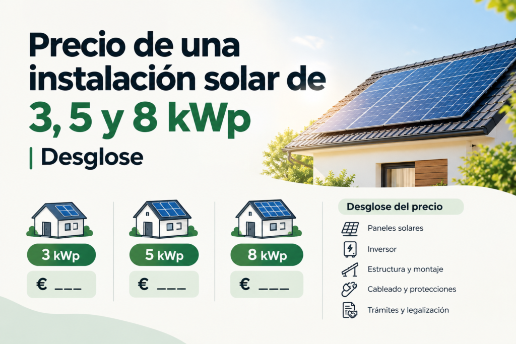 Precio de una instalación solar de 3, 5 y 8 kWp | Desglose