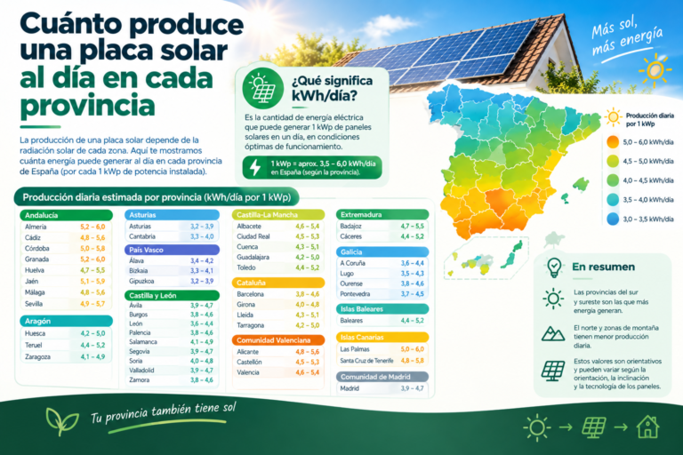 cuánto produce una placa solar al día